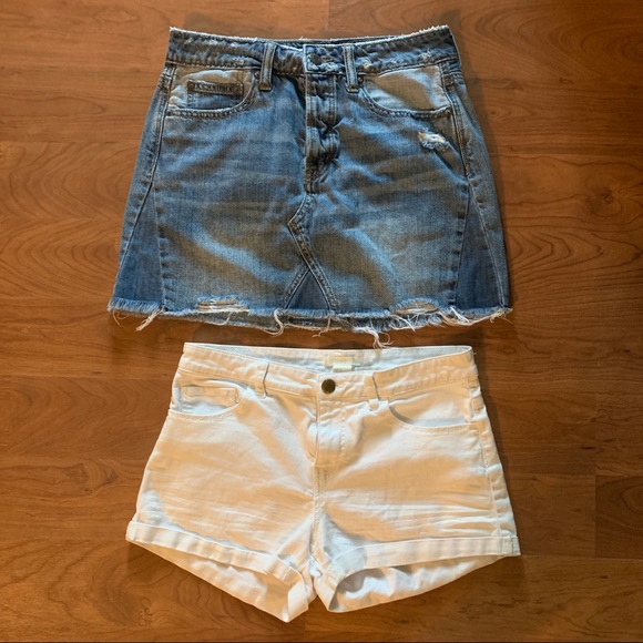 American Eagle Outfitters Pants - AEO Denim Mini Skirt & H&M White Denim Shorts